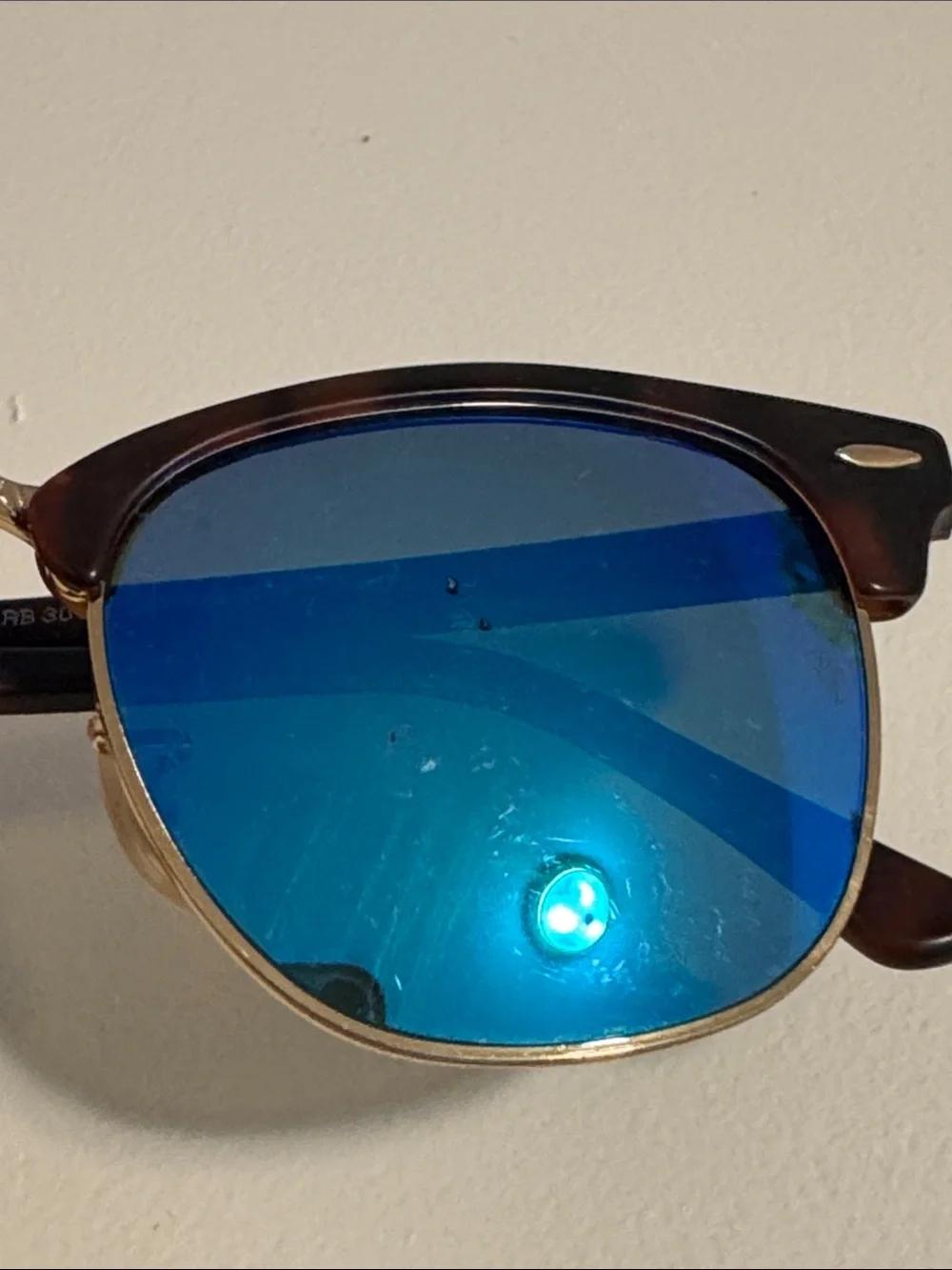 Ray-Ban Sunglasses with Blue Mirror Lenses and Tortoise Brow